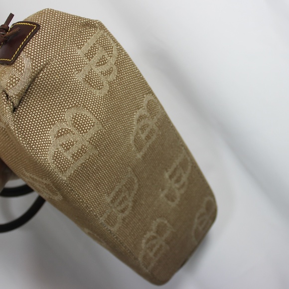 Vintage Dooney & Bourke purse brown with leather accents DB Monogram Canvas Bag - Picture 5 of 8